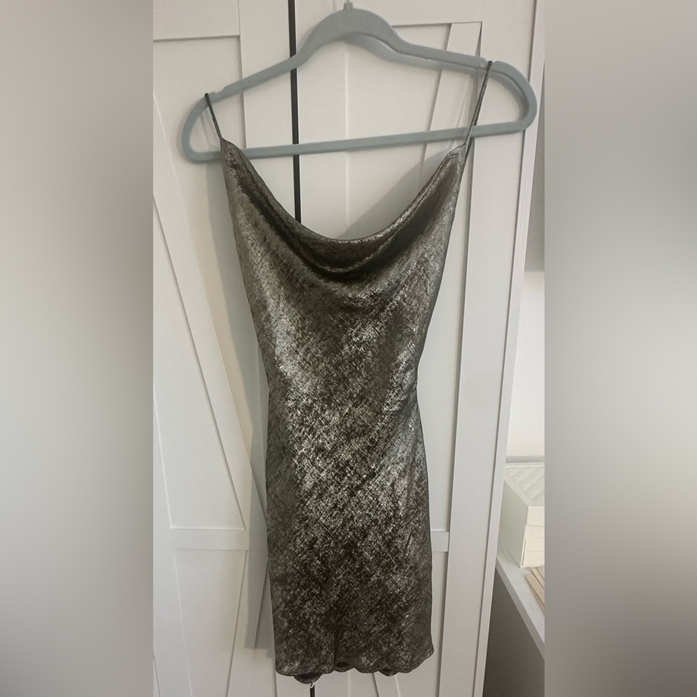 Princess Polly Greenish Gold Shimmering Dress